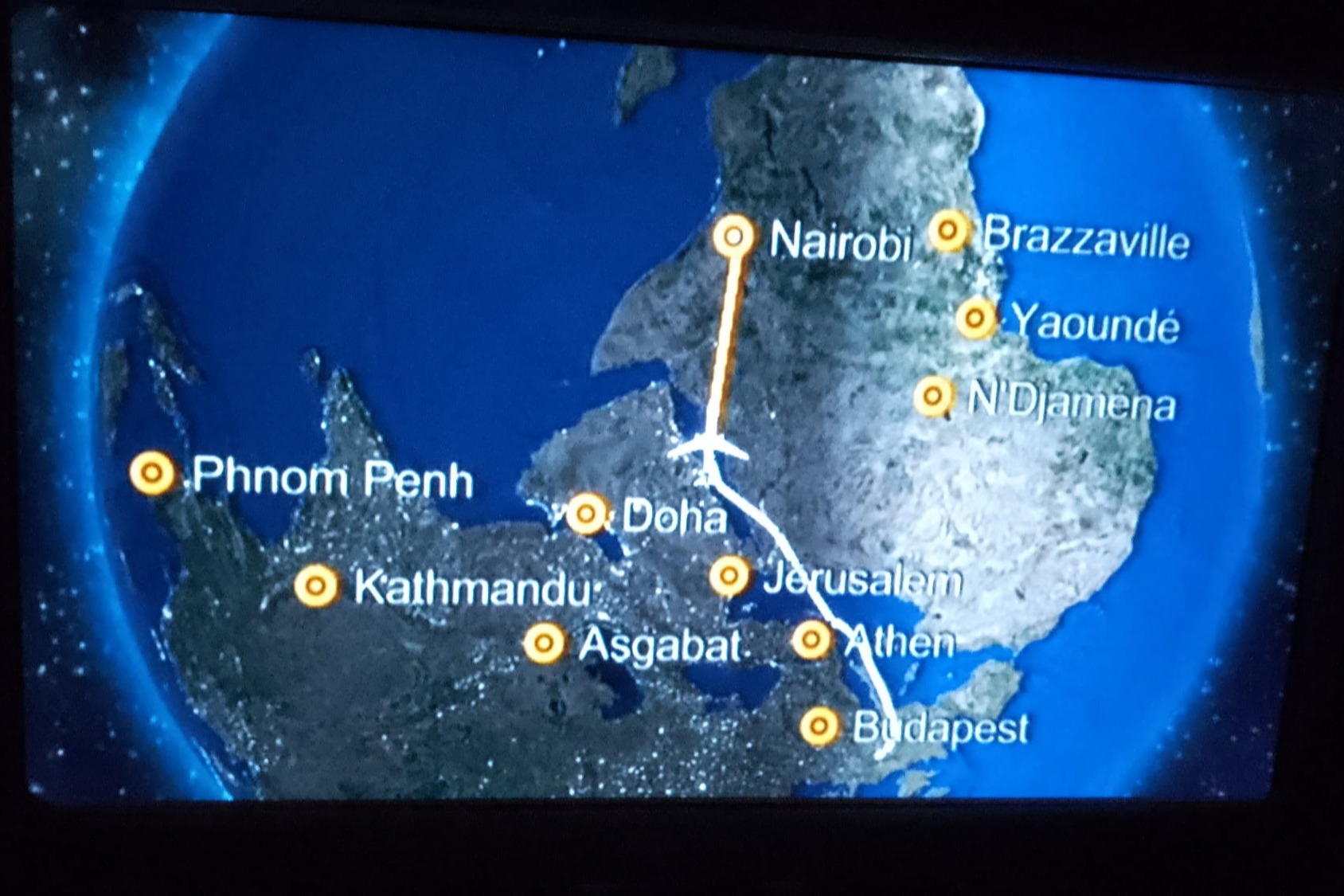 Karte vom 9-stündigen Lufthansa-Flug